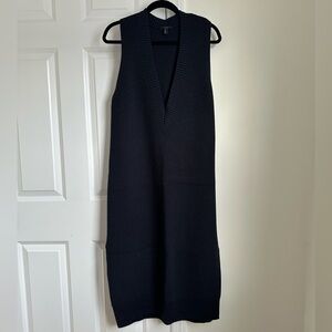 COS Deep V Neck Navy Knit Sweater